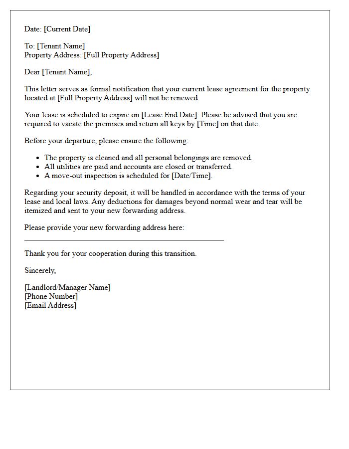 Residential Property Lease Non-Renewal Letter
