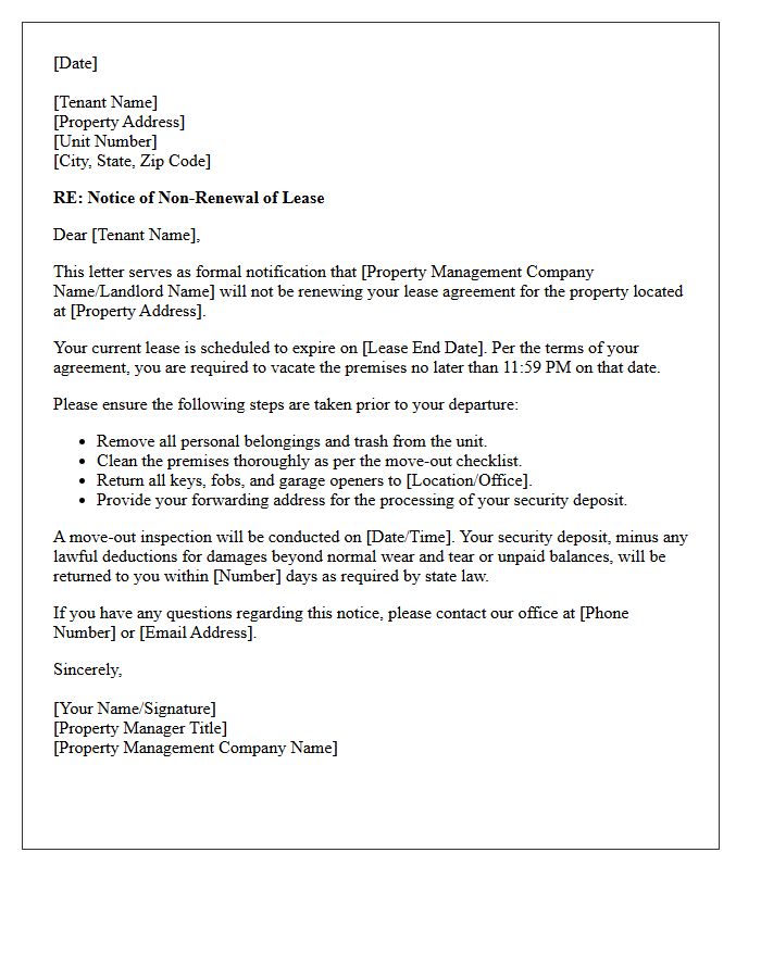 Standard Property Management Lease Non-Renewal Letter