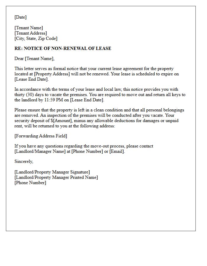 Thirty-Day Notice of Lease Non-Renewal Letter