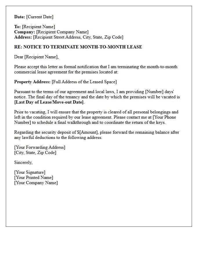 Commercial Month-to-Month Lease Termination Letter