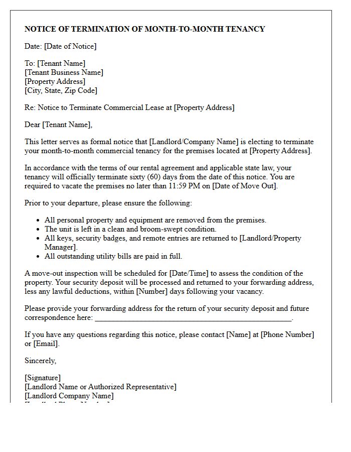 Commercial Month-to-Month Tenancy Sixty-Day Termination Letter