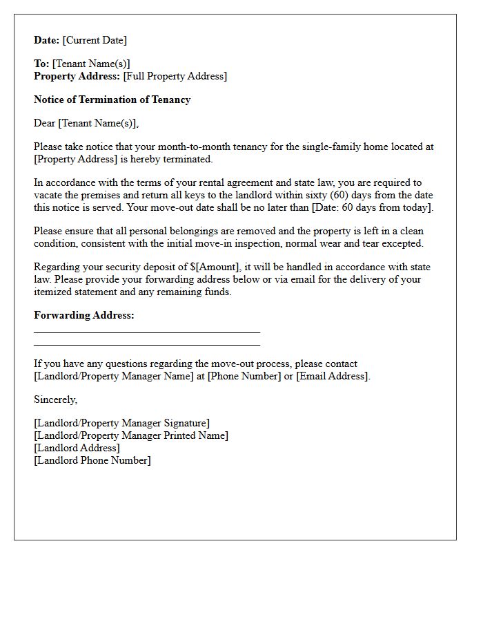 Single-Family Home Sixty-Day Month-to-Month Termination Letter