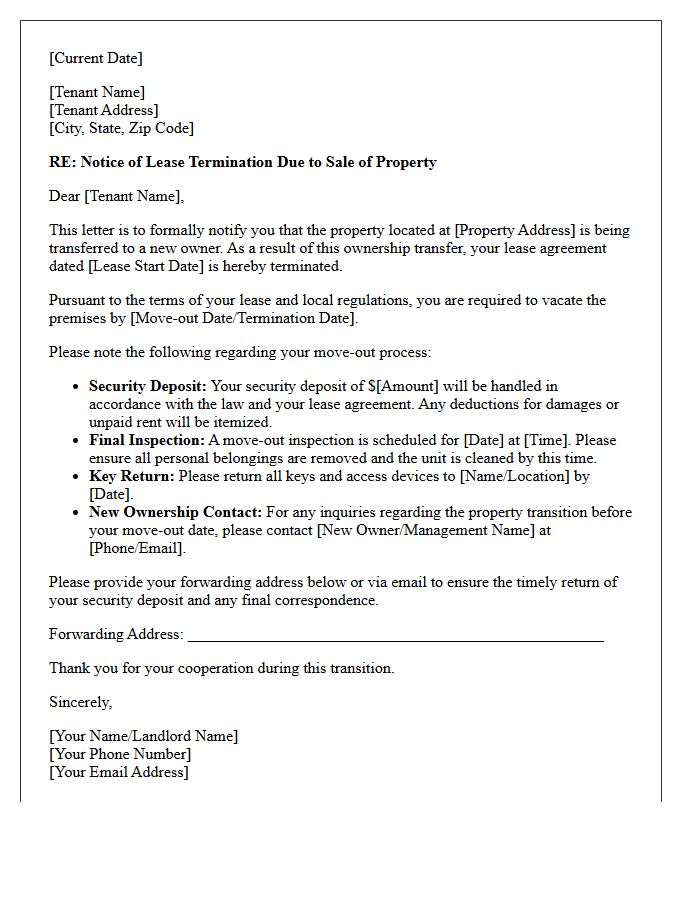 Letter of Lease Termination Upon Property Ownership Transfer