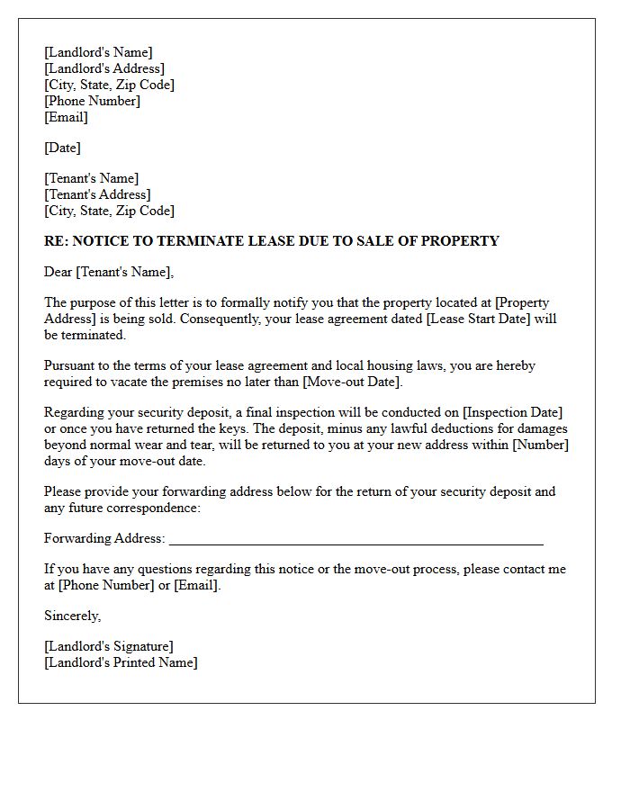 Official Letter of Lease Termination for Property Sale