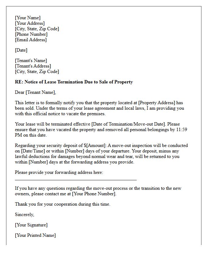 Residential Lease Termination Letter Upon Property Sale