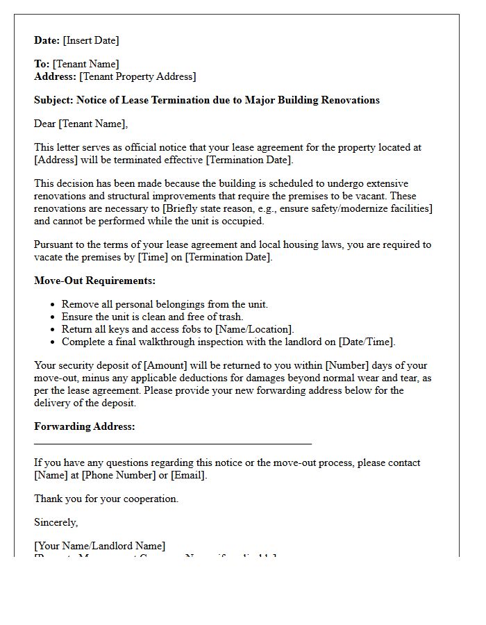 Official Letter of Lease Termination for Major Building Renovations