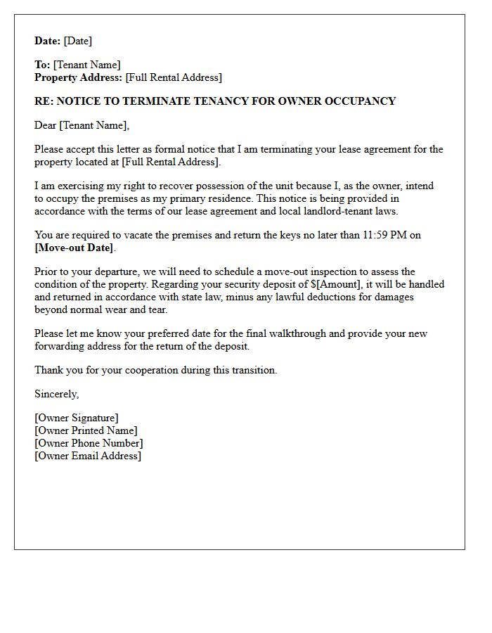 Official Owner Move-In Lease Termination Letter
