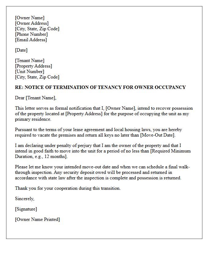 Property Management Owner Move-In Declaration Letter