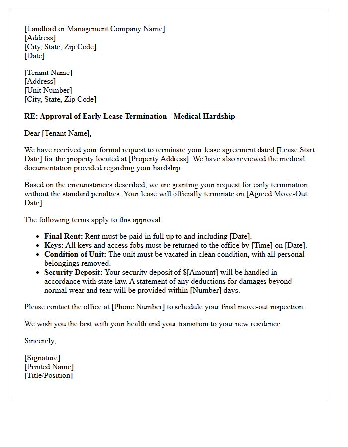 Medical Hardship Early Lease Termination Approval Letter