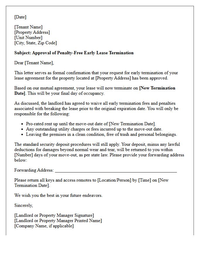 Penalty-Free Early Lease Termination Approval Letter