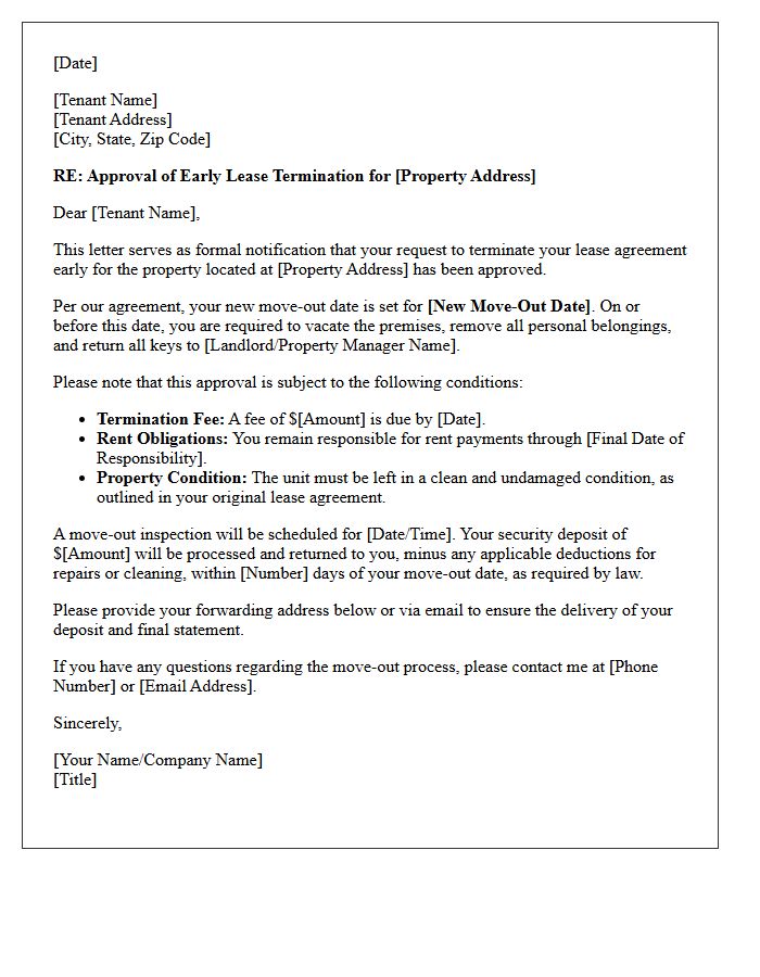Standard Early Lease Termination Approval Letter