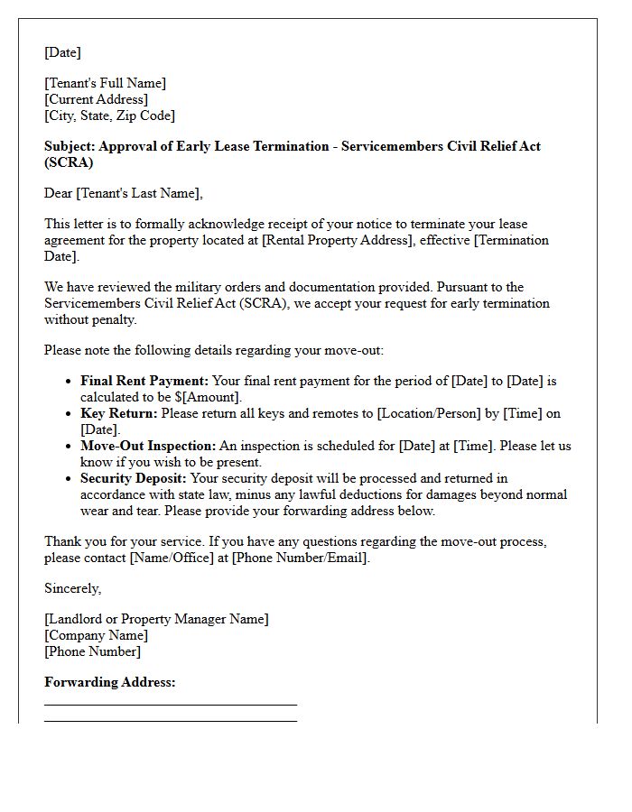 Approval Letter for Early Lease Termination Under SCRA