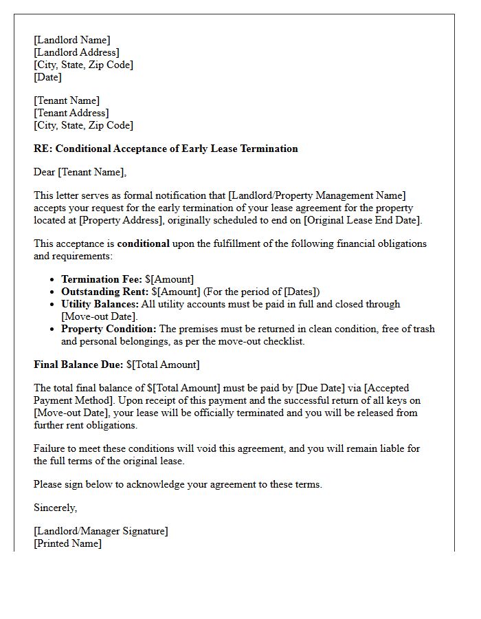 Final Balance Conditional Early Lease Termination Acceptance Letter