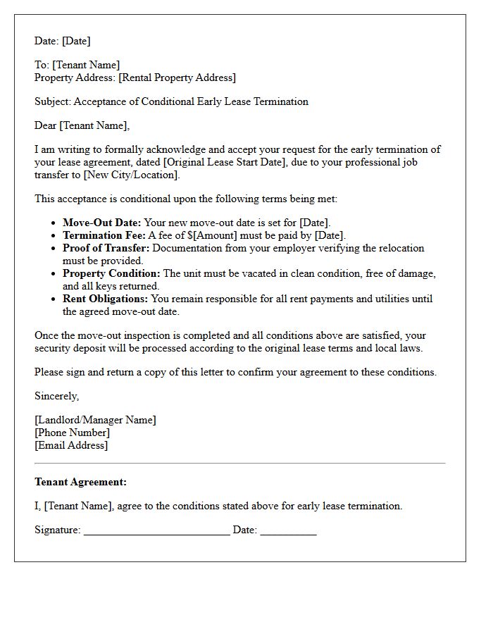 Job Transfer Conditional Early Lease Termination Acceptance Letter