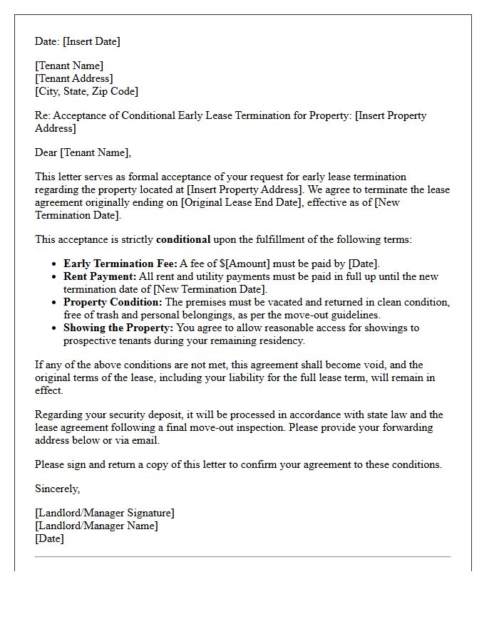 Mutual Agreement Conditional Early Lease Termination Acceptance Letter
