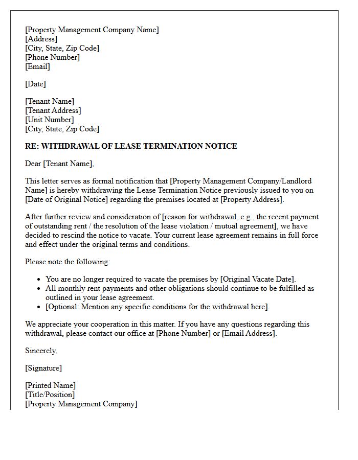 Property Management Letter Withdrawing Prior Lease Termination Notice