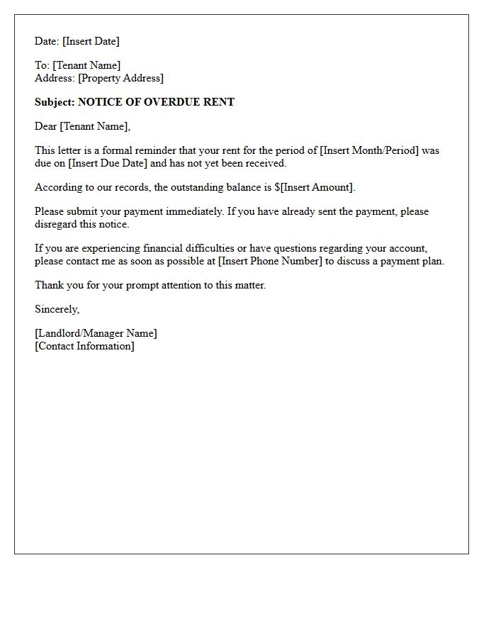 First Warning for Overdue Rent Letter
