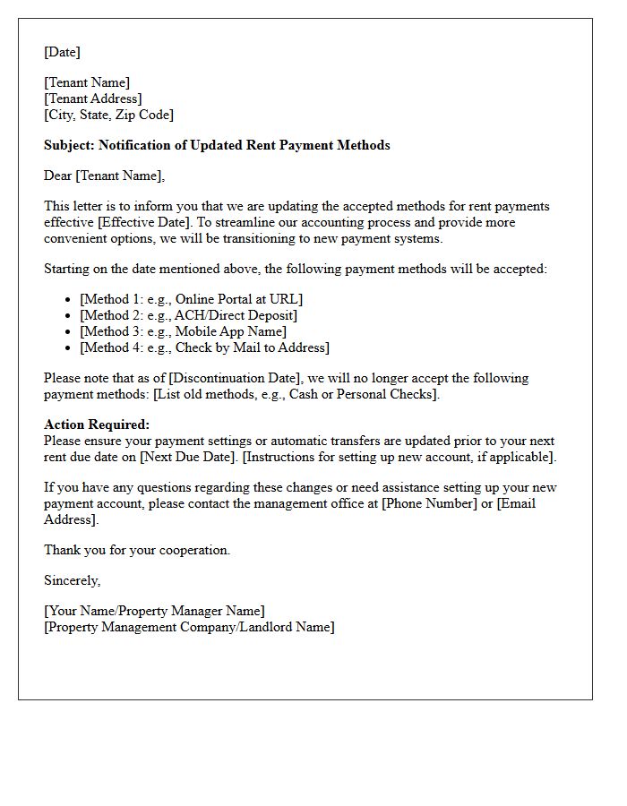 Updated Rent Payment Methods Notification Letter