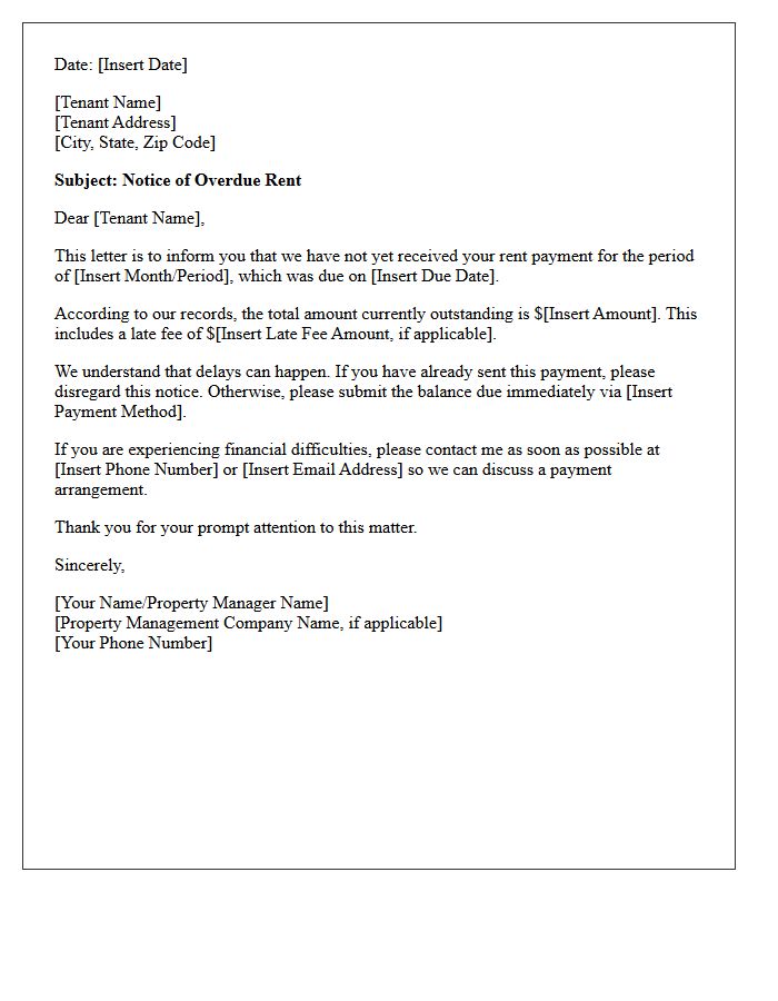 Initial Missed Rent Payment Letter
