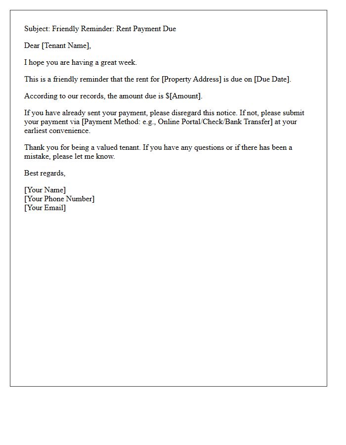Friendly Rent Collection Letter for Current Tenants