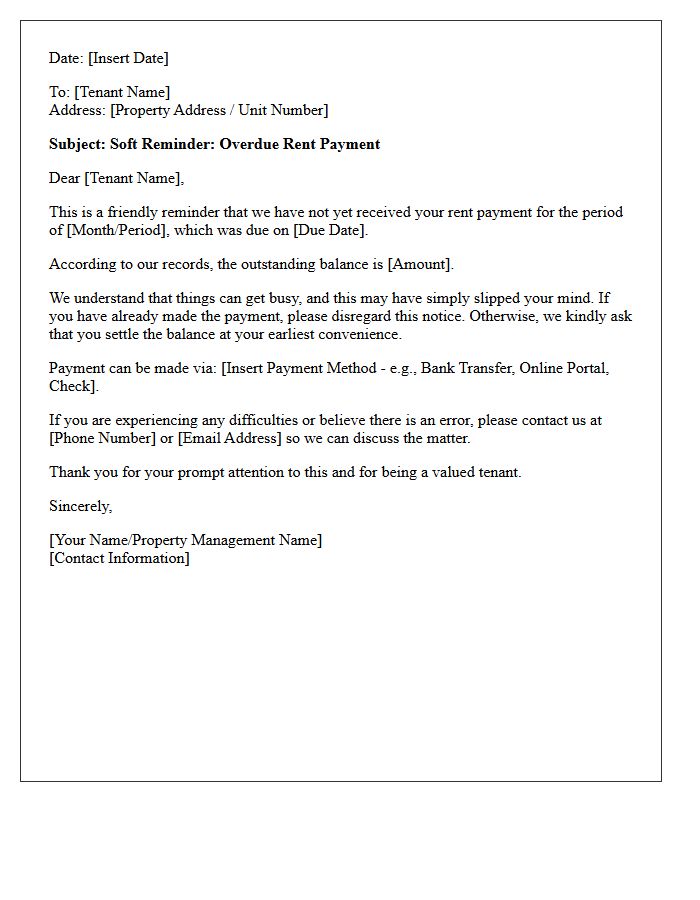 Soft Reminder Letter for Overdue Property Rent