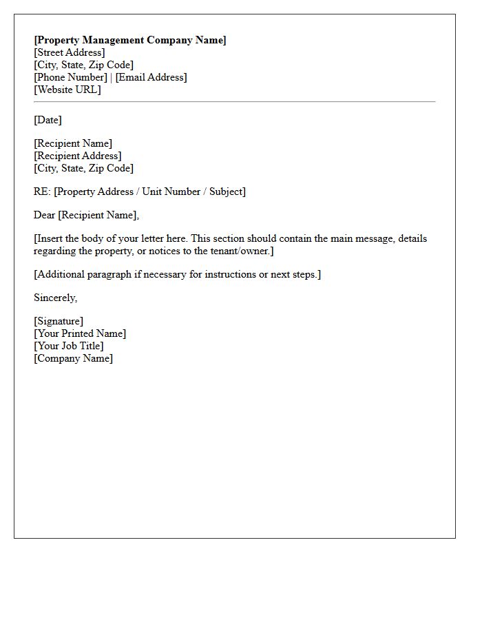 Property Management Company Letterhead