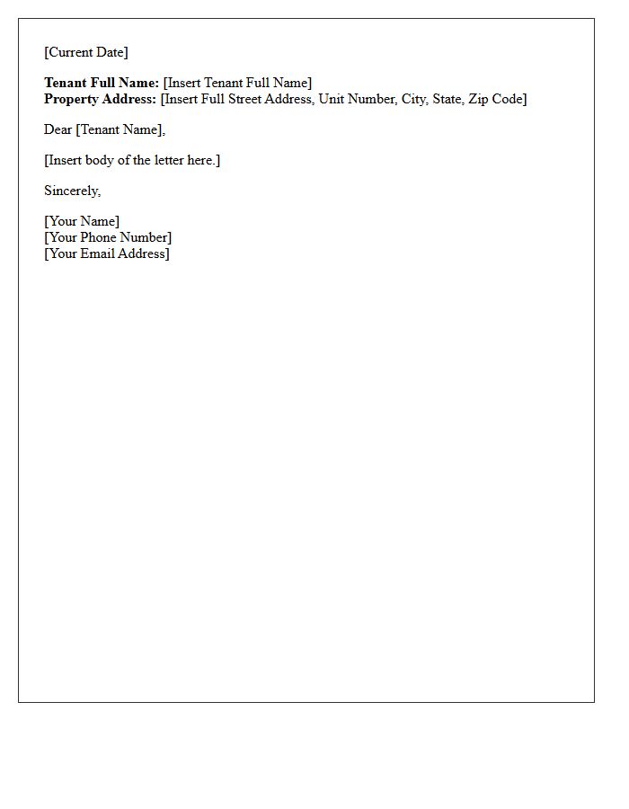 Tenant Full Name And Property Address