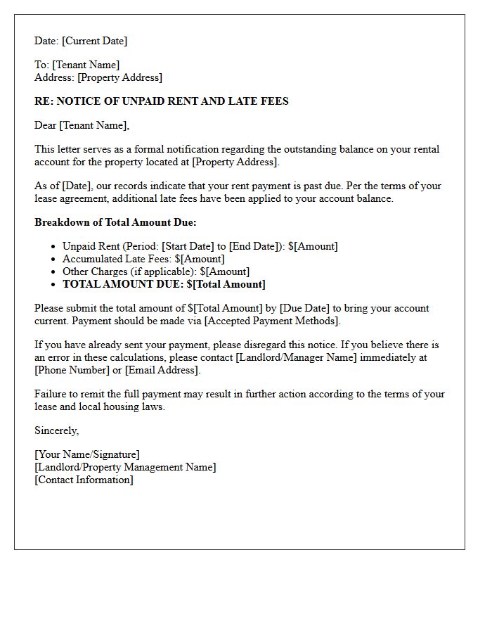 The Total Amount Includes Unpaid Rent And Additional Late Fees