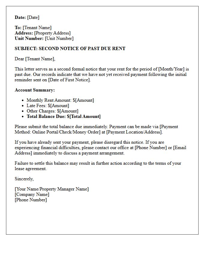 This Letter Serves As Your Second Notice For Past Due Rent