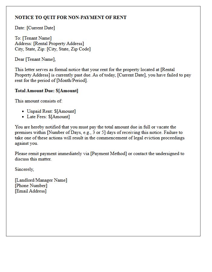 Notice of Impending Eviction for Late Rent Letter