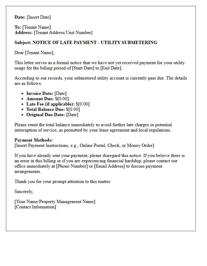 Shared Utility Submetering Late Payment Letter