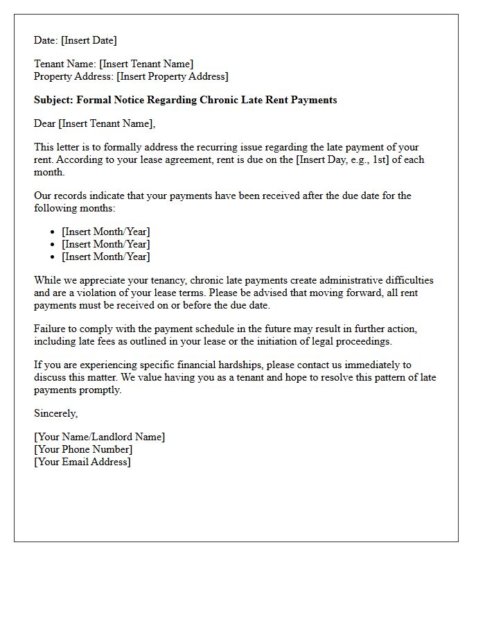 Subject Regarding Chronic Late Rent Payments
