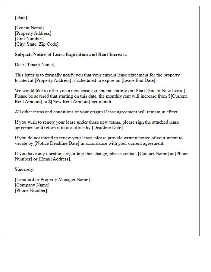 Upcoming Lease Expiration and Rent Increase Notice Letter