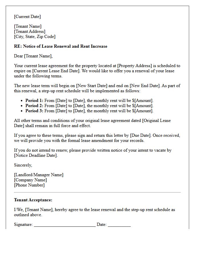 Lease Renewal and Step-Up Rent Agreement Letter
