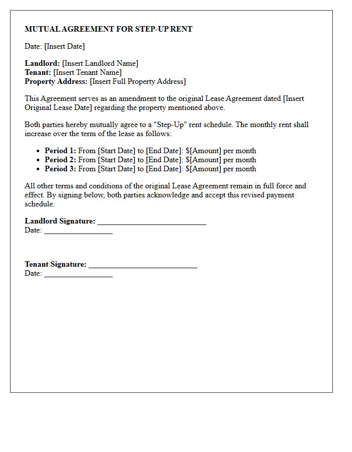 Mutual Agreement for Step-Up Rent Letter