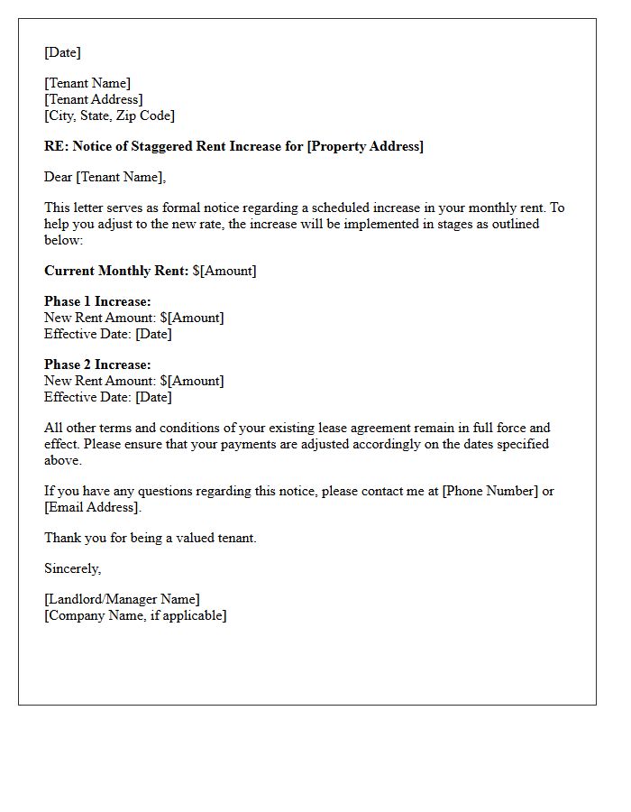 Staggered Rent Increase Notification Letter