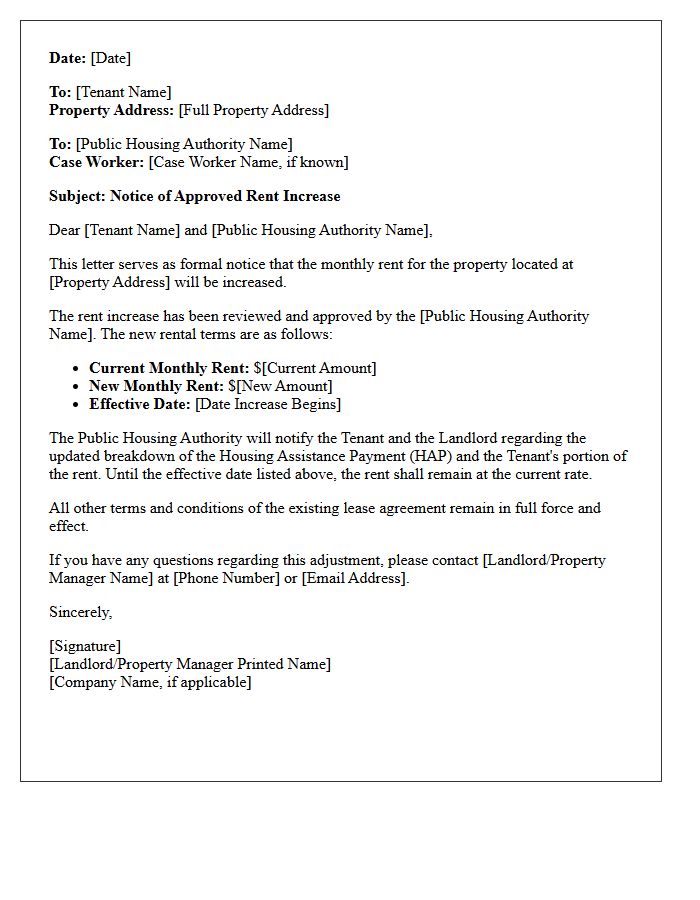 Section 8 Approved Rent Increase Notification Letter