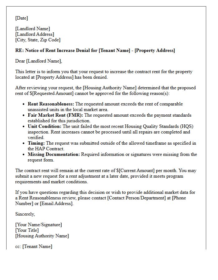 Section 8 Denied Rent Increase Informational Letter