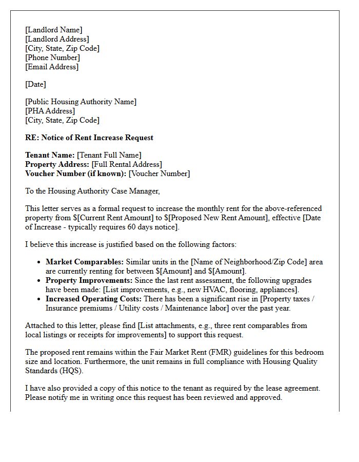 Section 8 Landlord Rent Increase Justification Letter