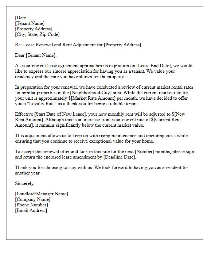 Below Market Adjustment Tenant Loyalty Letter