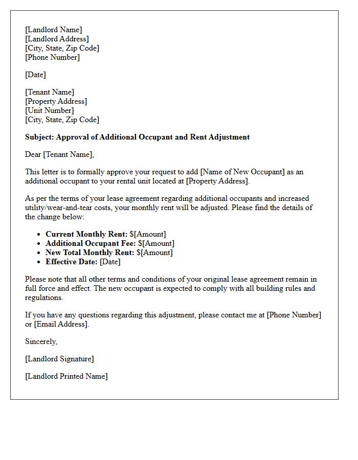 Approved Additional Occupant Rent Increase Letter