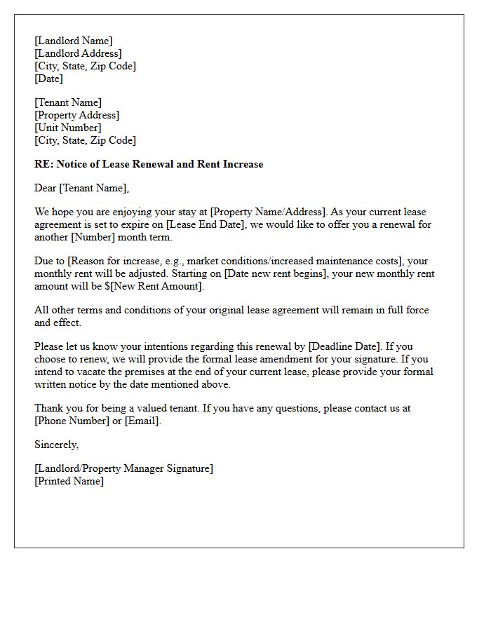 Annual Lease Renewal Early Warning Rent Increase Letter