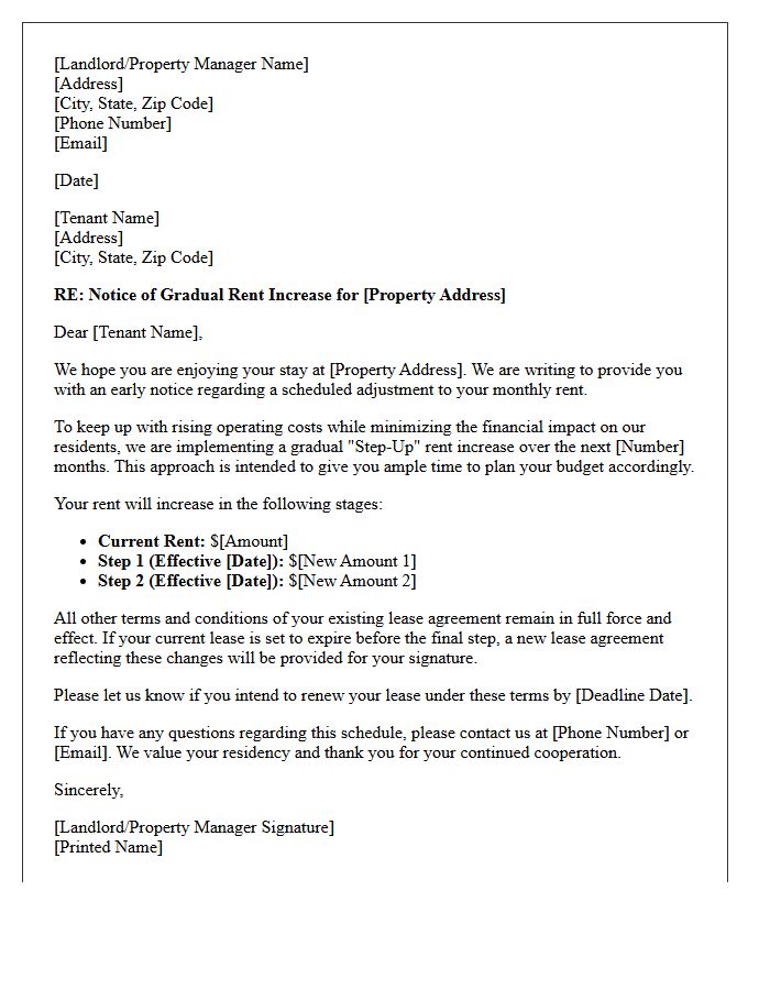 Gradual Step-Up Early Warning Rent Increase Letter