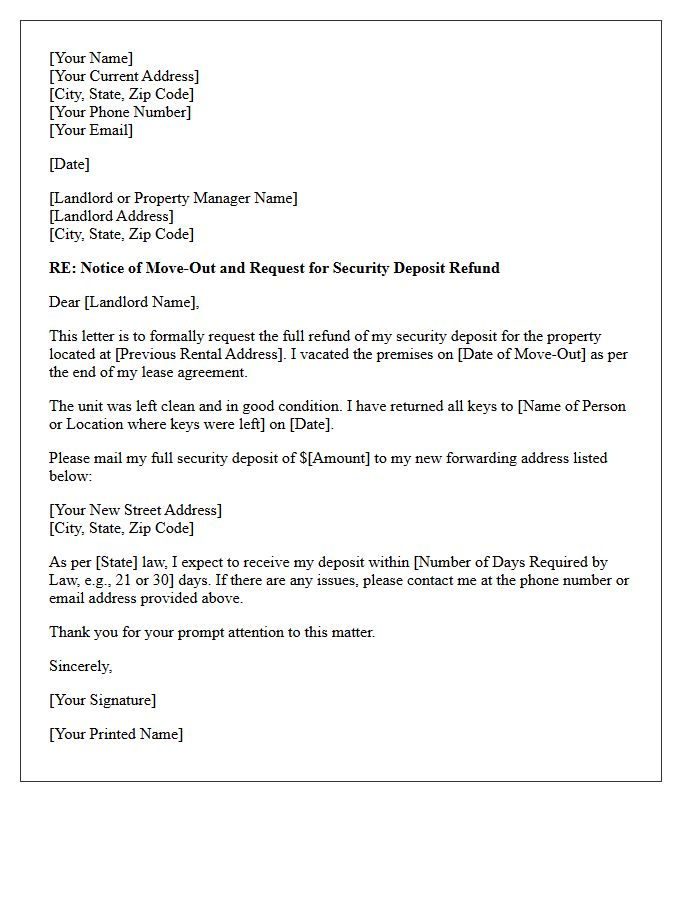 End of Lease Security Deposit Full Refund Letter