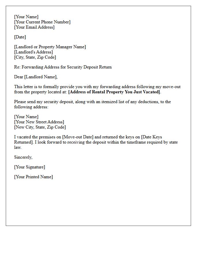 Former Tenant Forwarding Address