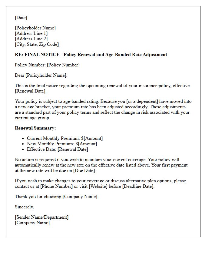 Final Notice Of Age-Banded Renewal Rate Letter