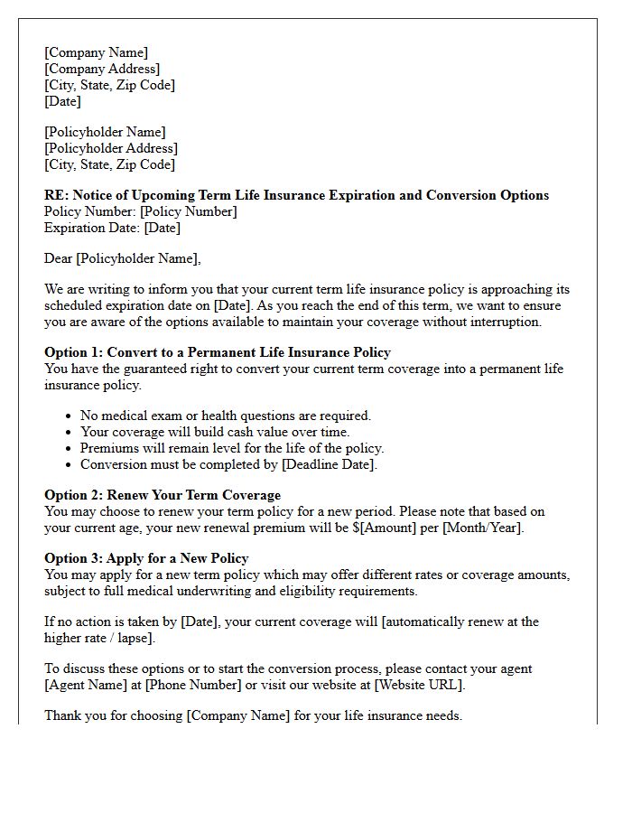 Term Life Conversion Opportunity And Renewal Letter
