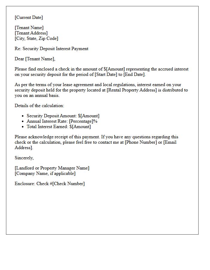 Security Deposit Interest Check Enclosure Letter