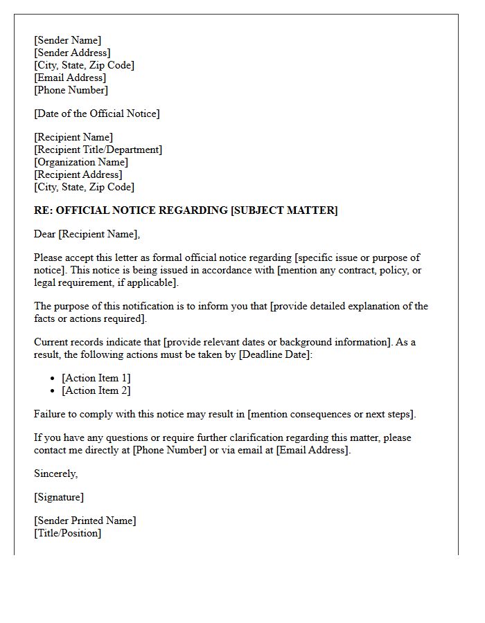 Date Of The Official Notice Letter