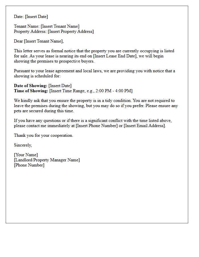 End Of Lease Buyer Showing Notice Letter